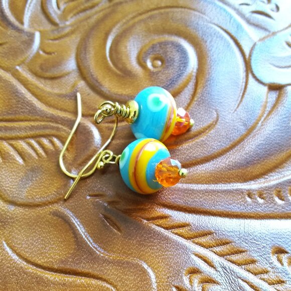 Vibrant & Colorful! Short Boho Dangle Earrings! Artisan Beads + Spunk for You! - Picture 8 of 12